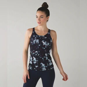 Lululemon Enhearten Tank Static Blossom Multi Cross Back With Padded Bra Size 6